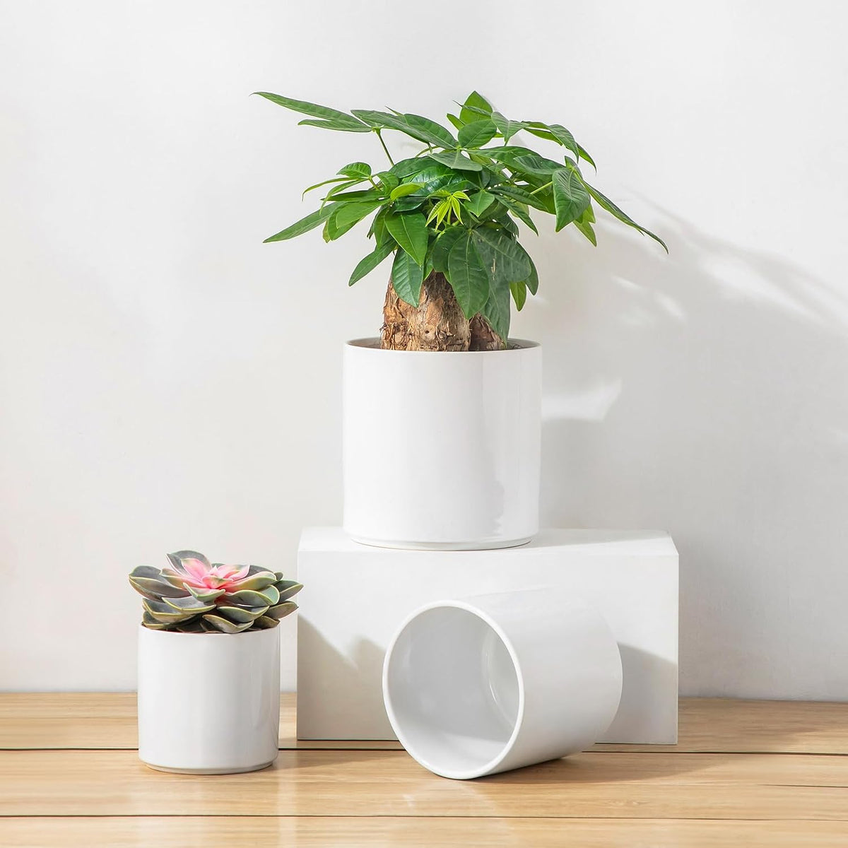 vancasso Ceramic Plant Pots, 4.25+5.25+6.25 Inch Planter Pot with Drainage Hole, Flower Pots for Indoor Outdoor Plants