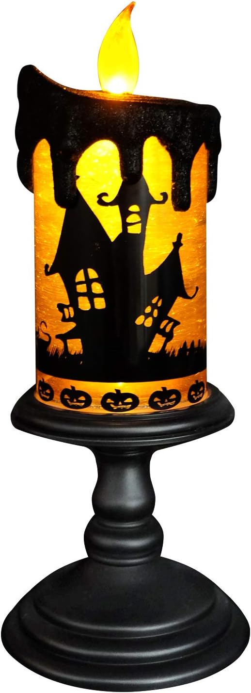 Eldnacele Bats Halloween Snow Globe Flameless Candle Battery Operated