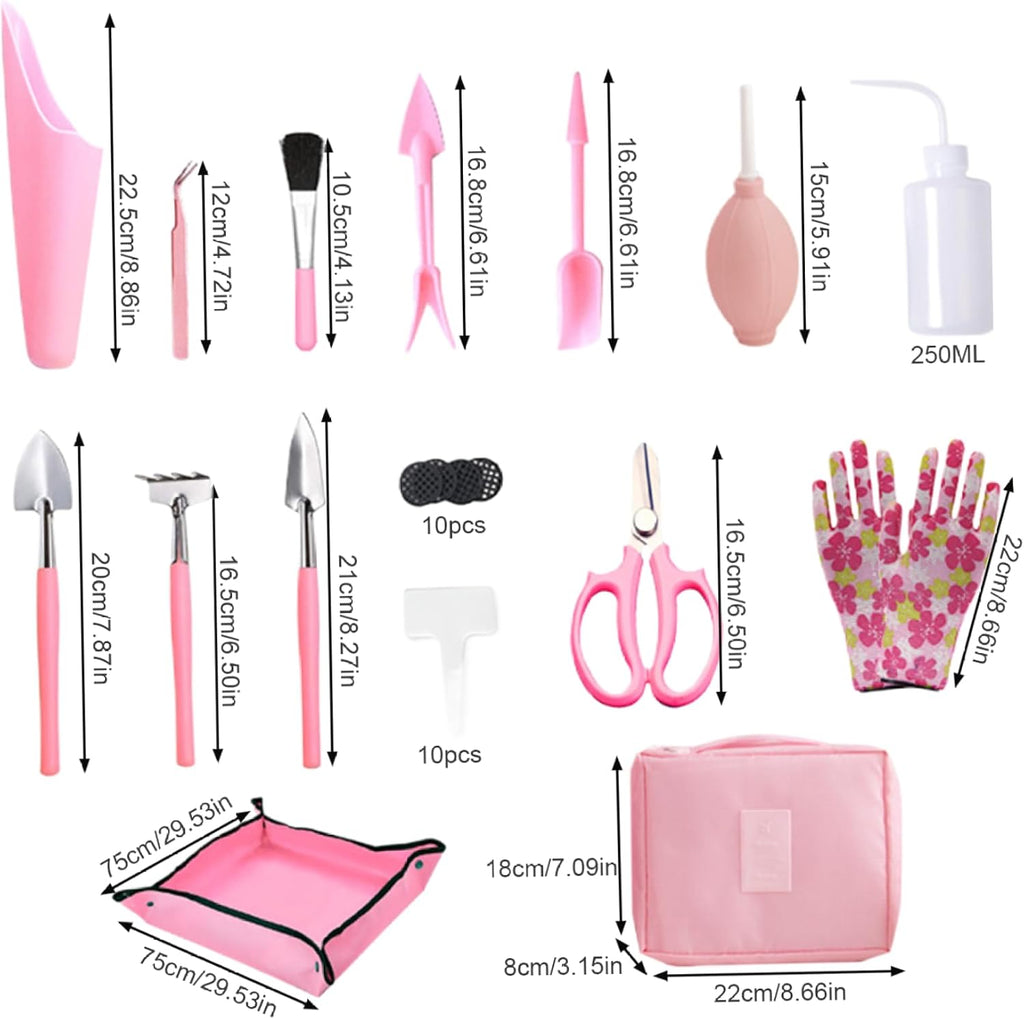 16Pcs/Set Succulent Tool Kit Mini Garden Tools Set Mini Ergonomic Bonsai Tools Professional Bonsai Kit Transplanting
