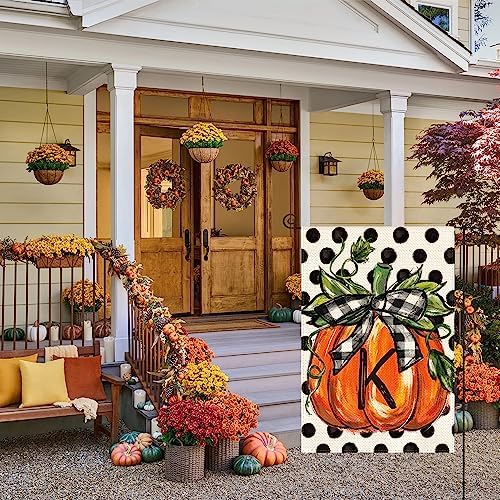 AVOIN colorlife Fall Monogram Letter K Garden Flag 12x18 Inch for Outside