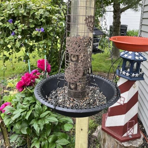 Hanging Bird Bath Bird Feeder 12 inch, 2 Pack Birdbath Tray for Garden Yard Outside, Brown