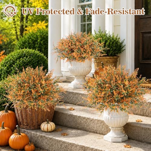 12 Bundles Artificial Fall Lavender Flowers, UV Resistant Outdoor Plants