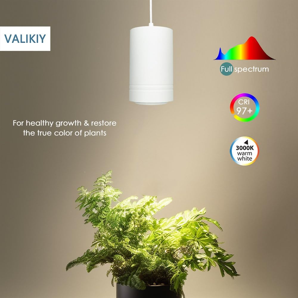 Hanging Grow Light 40W Large, Full Spectrum Warm White Color Plant Lamp, 120V Plug-in with Timer, 15FT Fabric Power