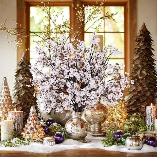 10 Pcs Fake Flowers, Real Touch Babys Breath Artificial Flowers, White