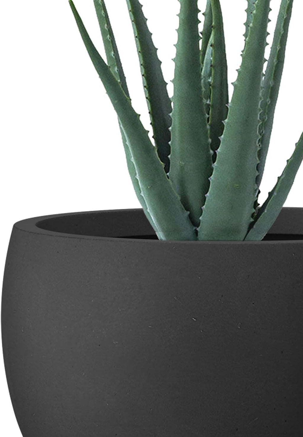 Kante Small Round Bowl Black Concrete Planter 11.8" Dia, Outdoor | Rubber Plug for Indoor, Drainage for Garden
