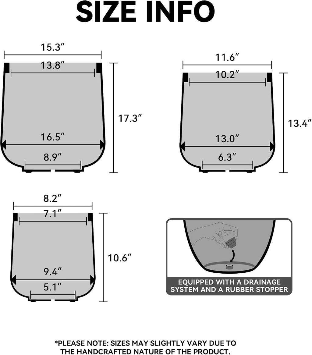 Kante Accent Round Curved Weathered Concrete Planter 13" Dia, Outdoor | Rubber Plug for Indoor, Drainage for Garden