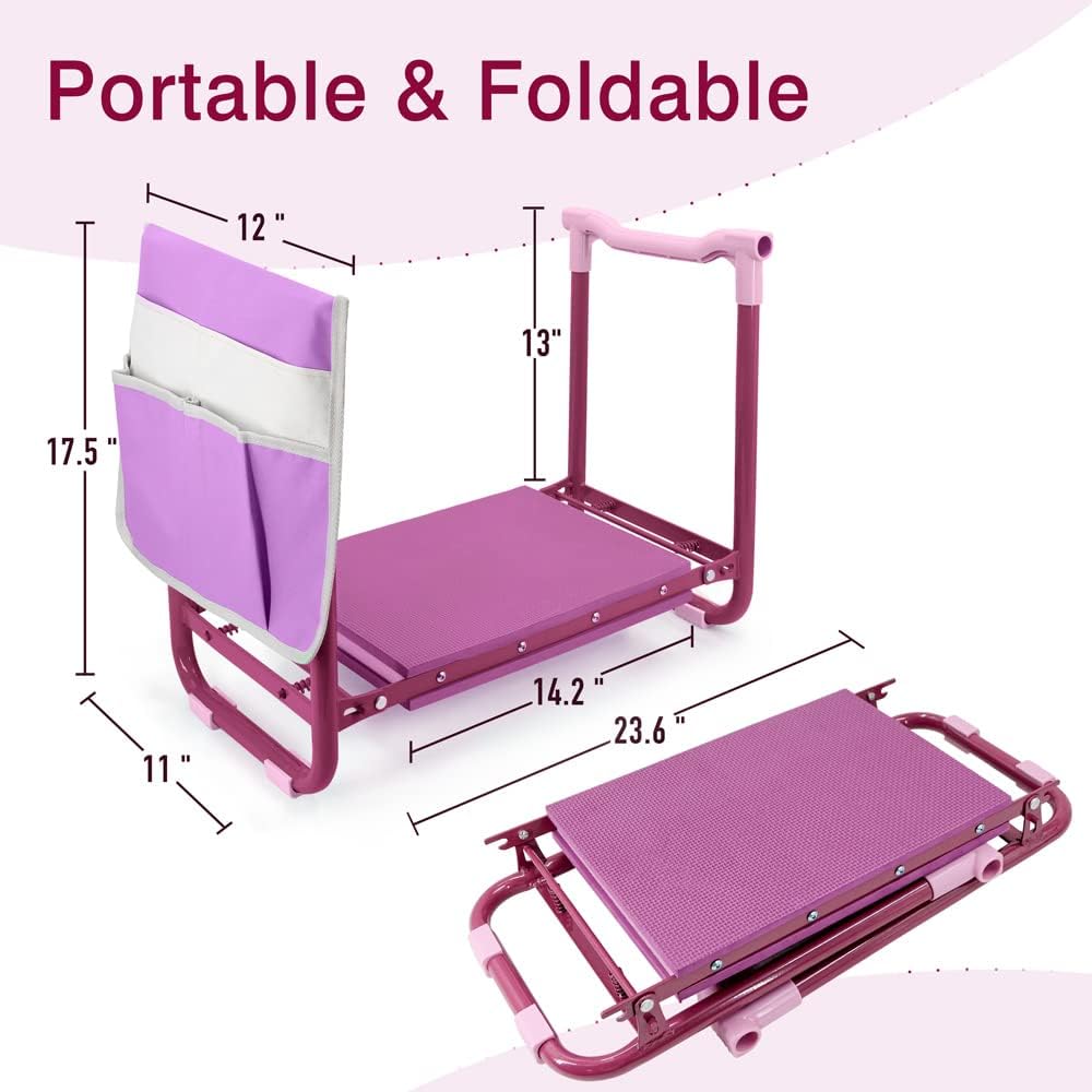 Garden Kneeler Upgraded, Gardening Kneelers Stool with Rugged & Sturdy Steel Frame, Garden Seat and Kneeler Bench with
