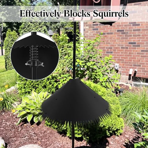 Qualirey 2 Pack Squirrel Baffles for Bird Feeder Poles 19 Inch Extra-Thick Polycarbonate Bird House Guard with Steel Spring Motion for Better Defense, Outdoor Pole Mount Squirrel(Black)