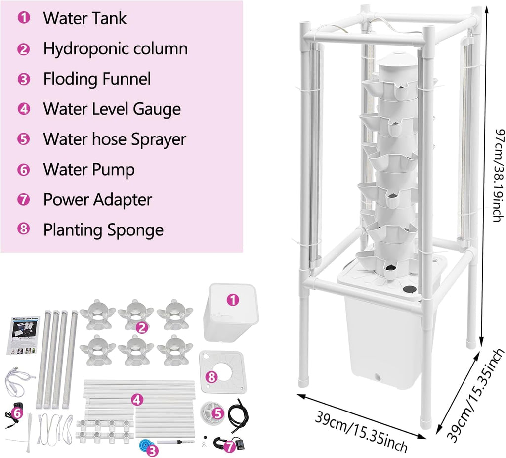 Hydroponic Growing System, Planter Germination Tower with Pump, 30 Pods Indoor Gardening Vertical Garden Planter Indoor
