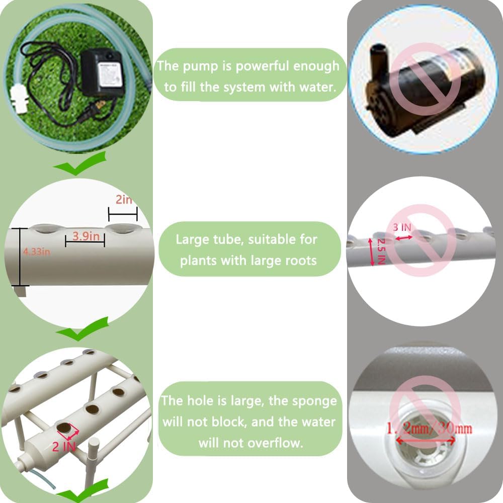 INTBUYING Hydroponic Growing System 20 Holes 4 Pipes 2 Layer Plant Site Grow Kit with 110V Pump Extra-Lage Planting