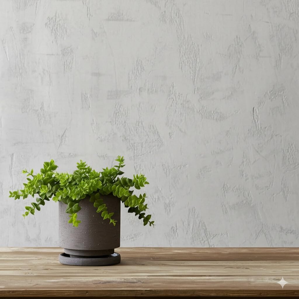 Nihow Ceramic Plant Pot Drainage Hole & Saucer for Indoor Plants, 5.7 Inch | Charcoal Gray, Cylinder Planters, Art