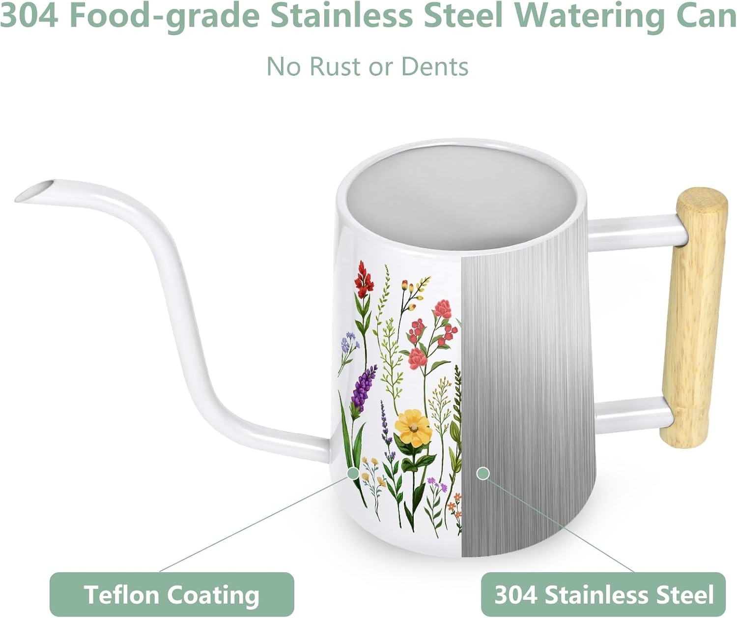 Watering Can Indoor Plants, 35 oz/1000 ml Metal Stainless Steel Watering Can Pot with Long Spout for Indoor House