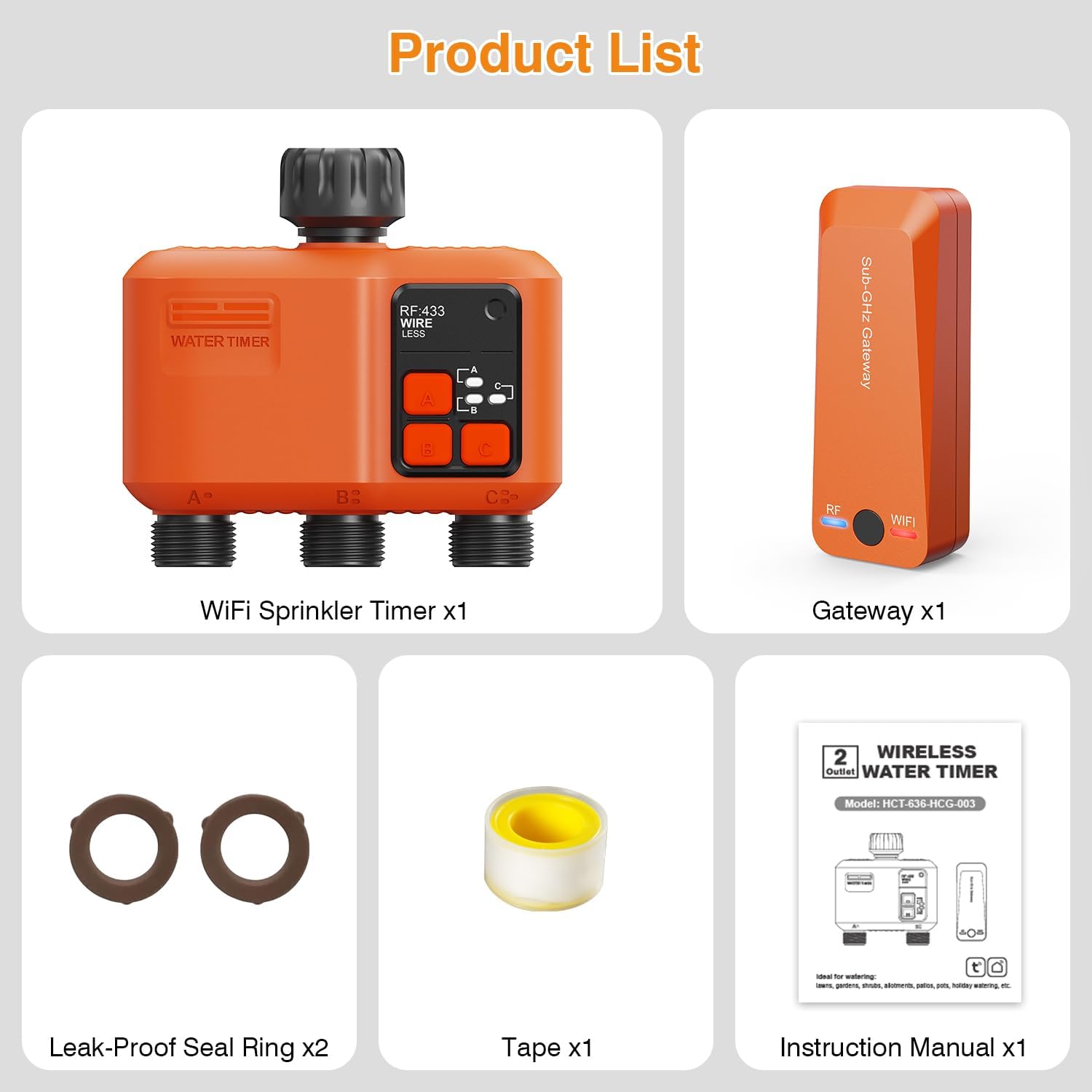 Smart WiFi Sprinkler Timer 3 Zone, Water Timer for Garden Hose Irrigation | 984 FT long range wireless connection with