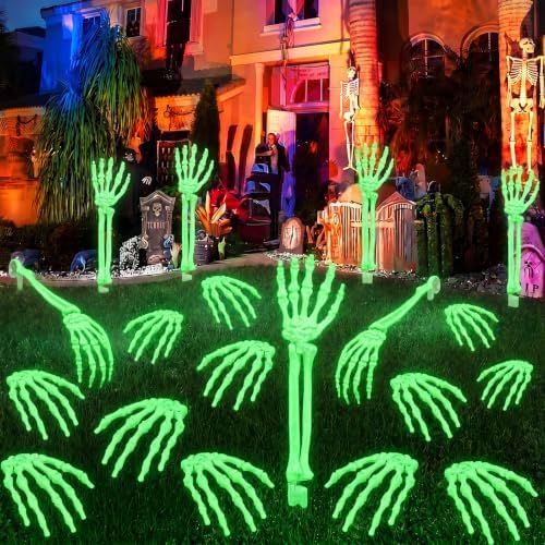 GlikCeil 18 Pcs Halloween Glow in the Dark Skeleton Arms and Hands,Luminous
