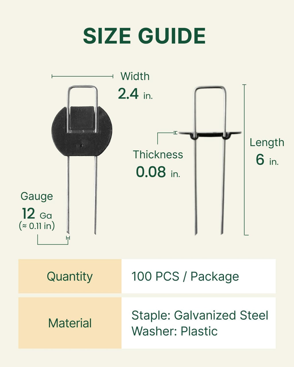 DAIM Flip-Washer Staples, Garden Stakes, 6" Metal Landscape Staples, Yard Stake for Gardening, Ground Spikes &