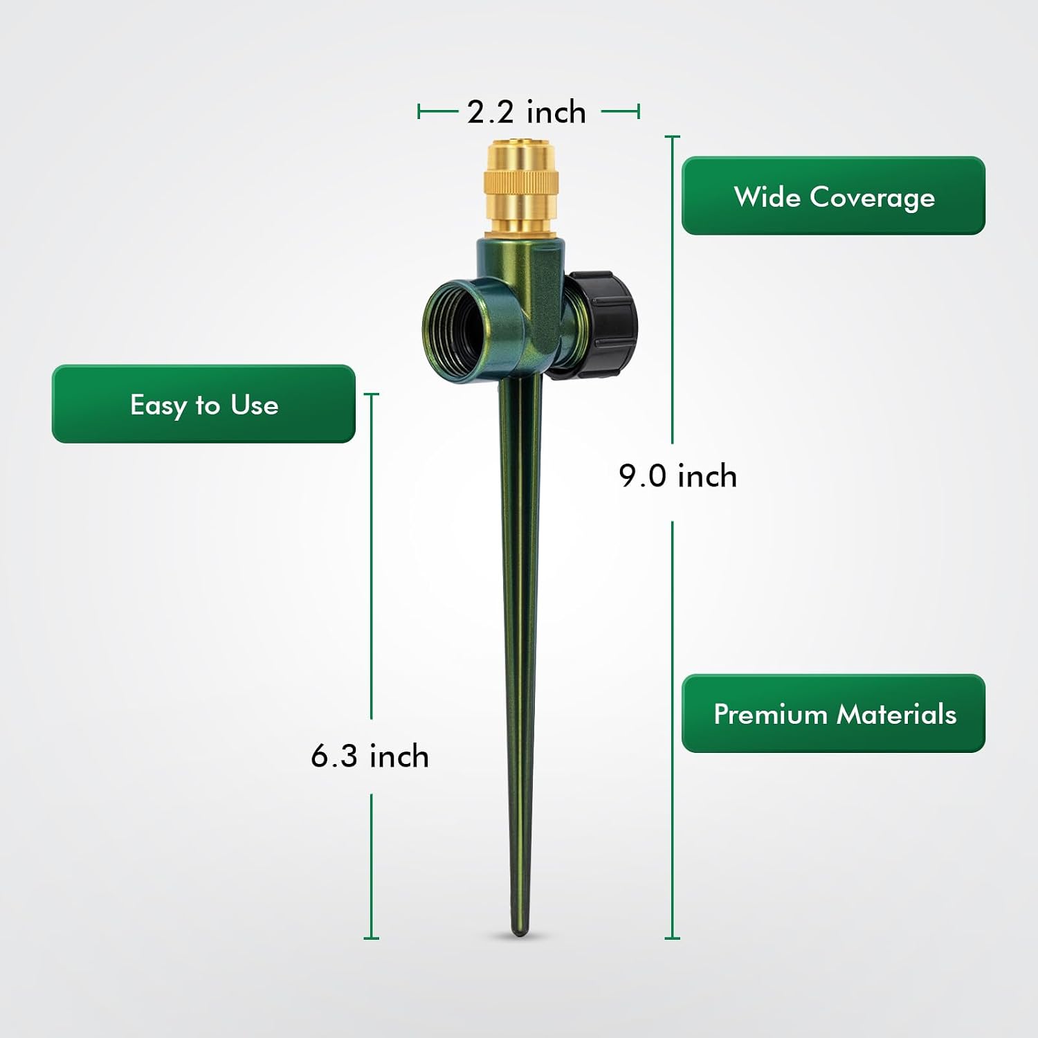 RESTMO 3 Pack Heavy-Duty Full-Metal Lawn Sprinklers for Yard | Durable Brass Nozzle, Premium Sprinkler Spike Base, 360°
