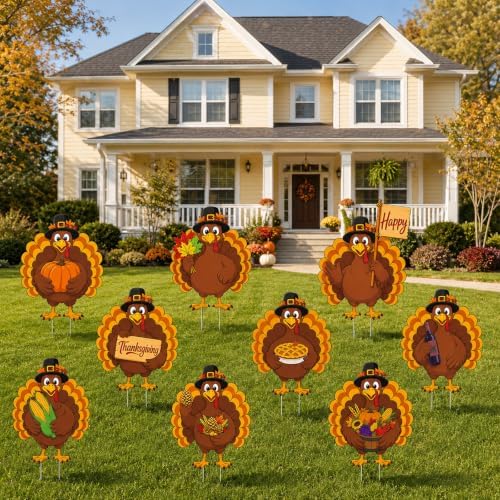 Turkey Yard Decorations Outdoor, Fall Harvest Yard Signs with Stakes Decor