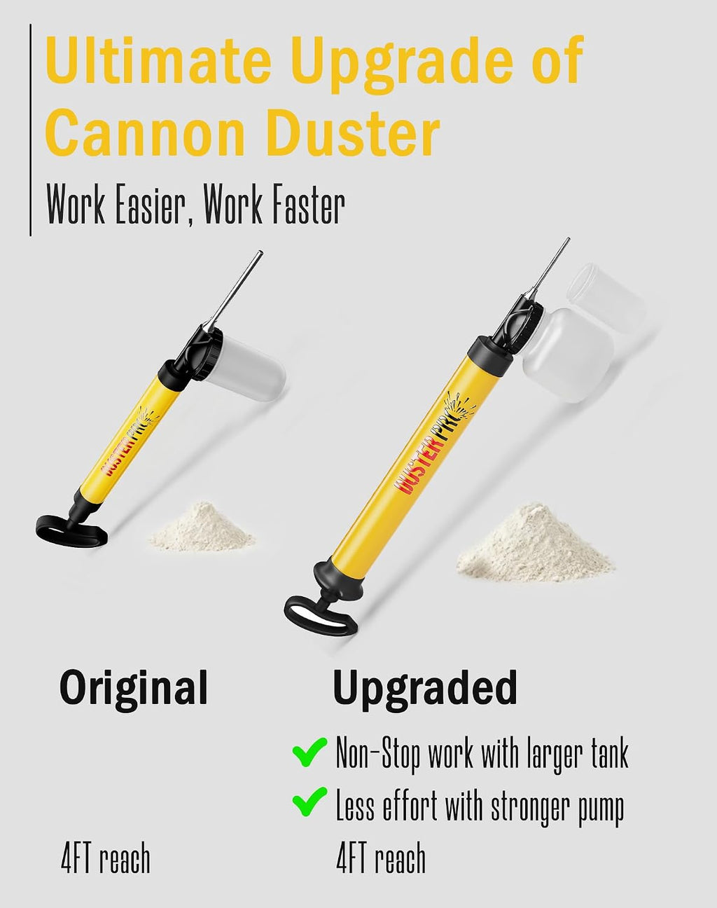 Relime Diatomaceous Earth Cannon Pump Large Capacity Powder Duster 4FT Long | High-Efficiency Dusting•No More Sore