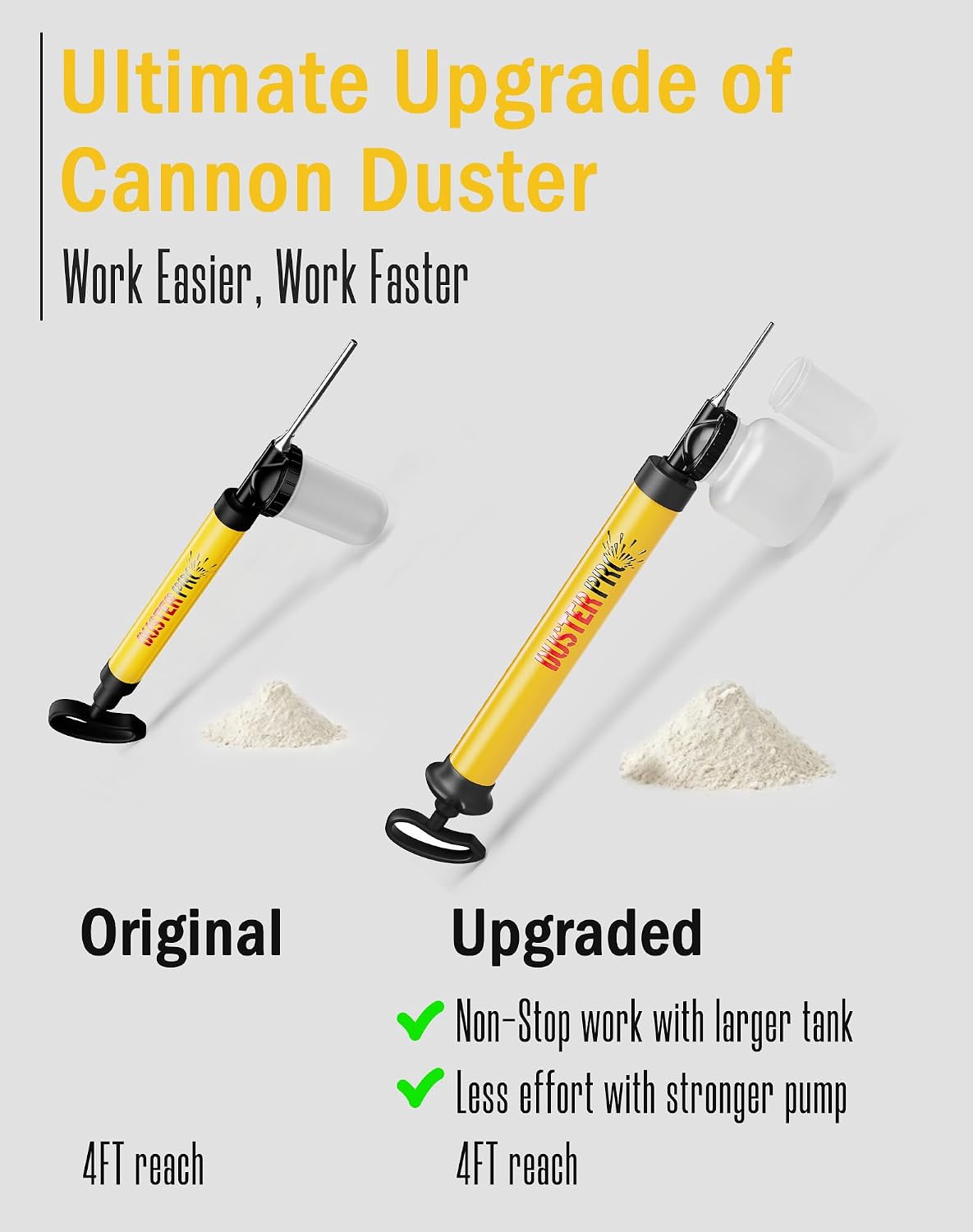 Relime Diatomaceous Earth Cannon Pump Large Capacity Powder Duster 4FT Long | High-Efficiency Dusting•No More Sore