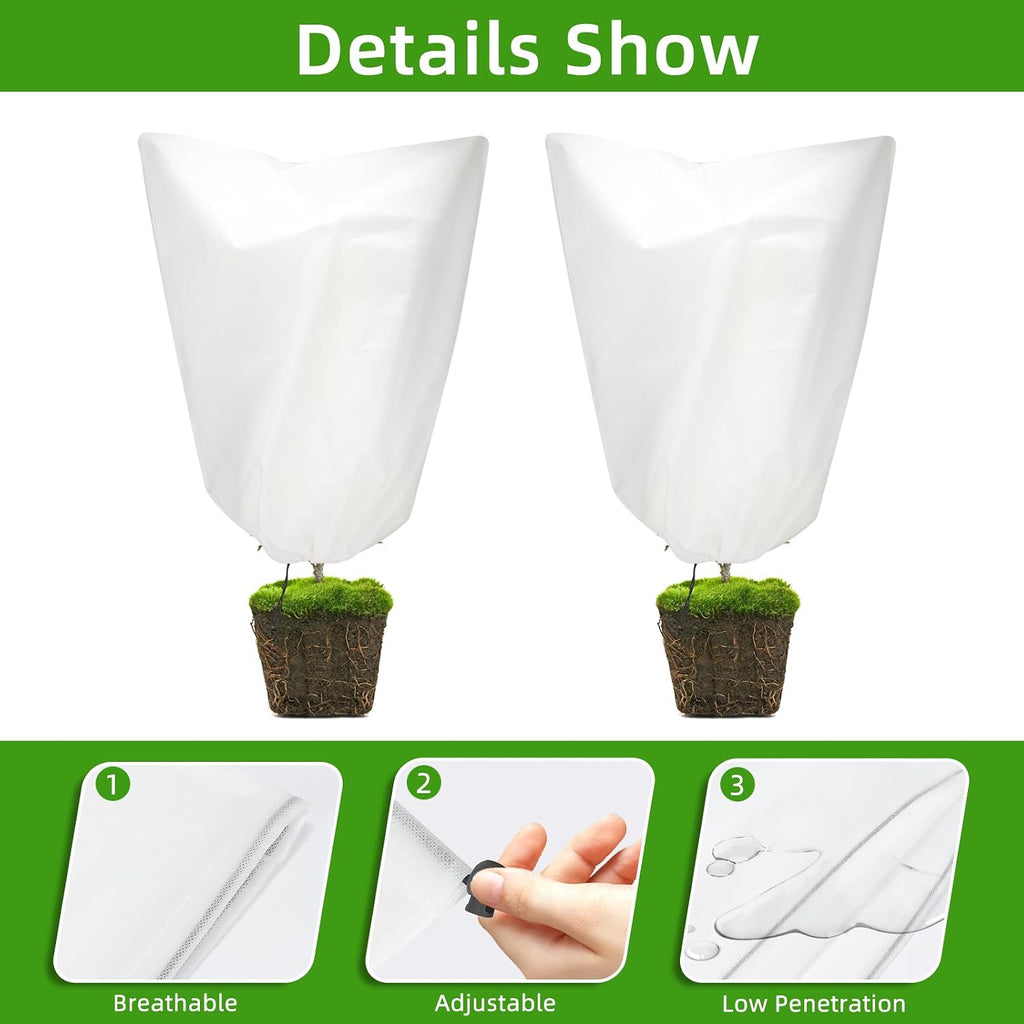 3 Packs Plant Covers Freeze Protection, 42" x 45" 2.25 oz Frost Cloth Plant Freeze Protection Tree Jacket Cover for