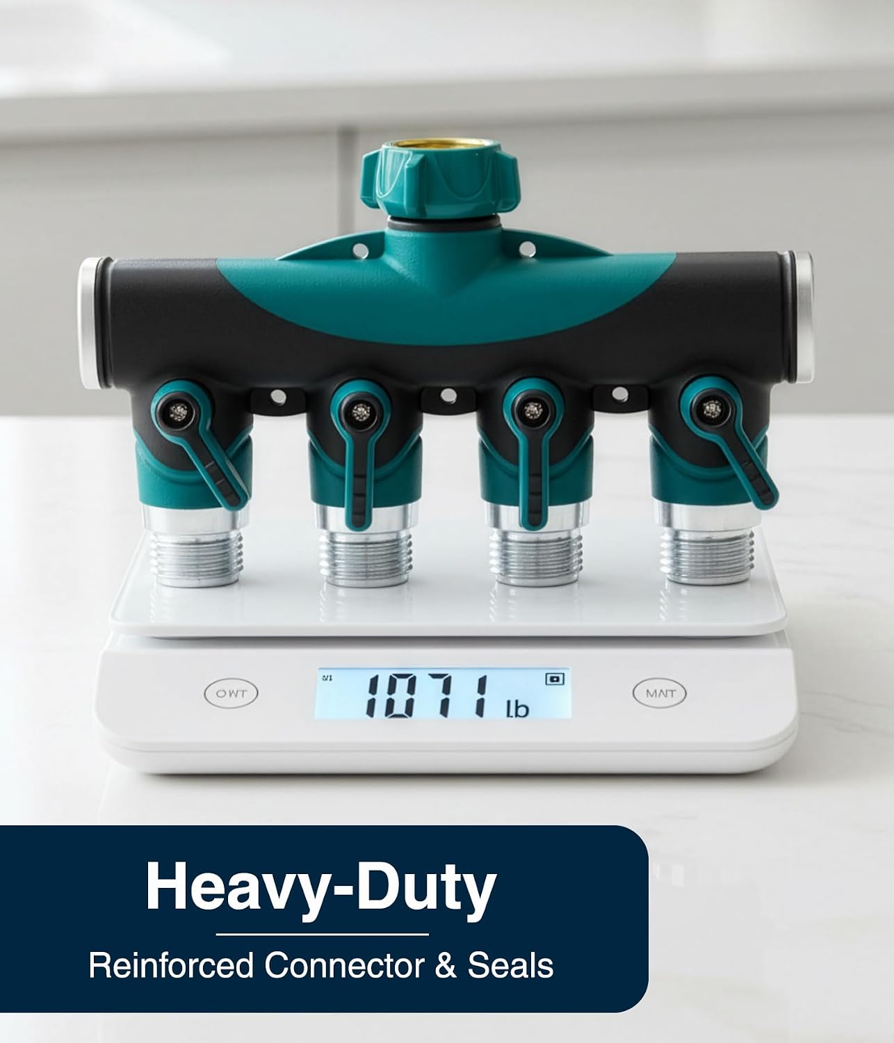 DBR Tech® 4 Way Hose Splitter (Superior Durability), Premium Garden Hoses Connector, 4 Way Heavy Duty Water Valve for
