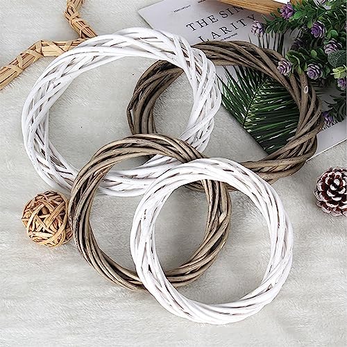 MALOKI 12 Inch Grapevine Wreaths DIY Plain Rattan Door Wreaths, White