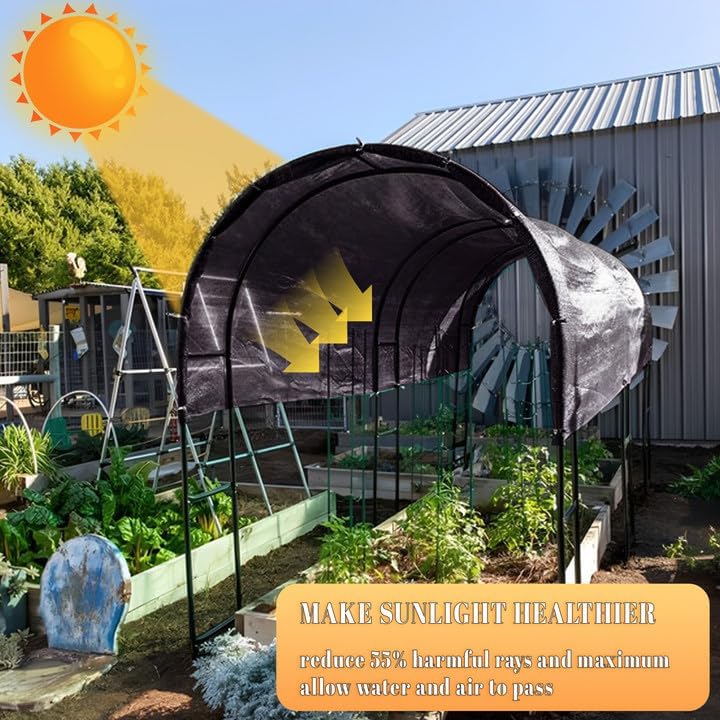 Cool Area Sun Shade Cloth Shade Net for Garden, 55% 10x20ft, Black | Made of New HDPE. Special Woven Hole Design. UV