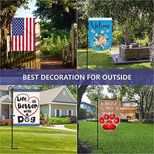YEAHOME 3PC Garden Flag Holder Stand, Weather-Proof Yard Flag Pole Black Metal Powder-Coated Flagpole with Tiger Clip and Rubber Stopper for Garden Flags Outdoor Decorations