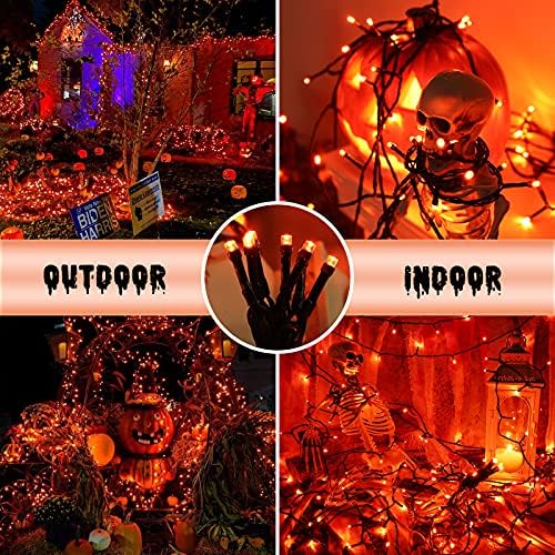 Orange Halloween Lights, 114ft 300 LED Halloween String Lights with 8 Modes