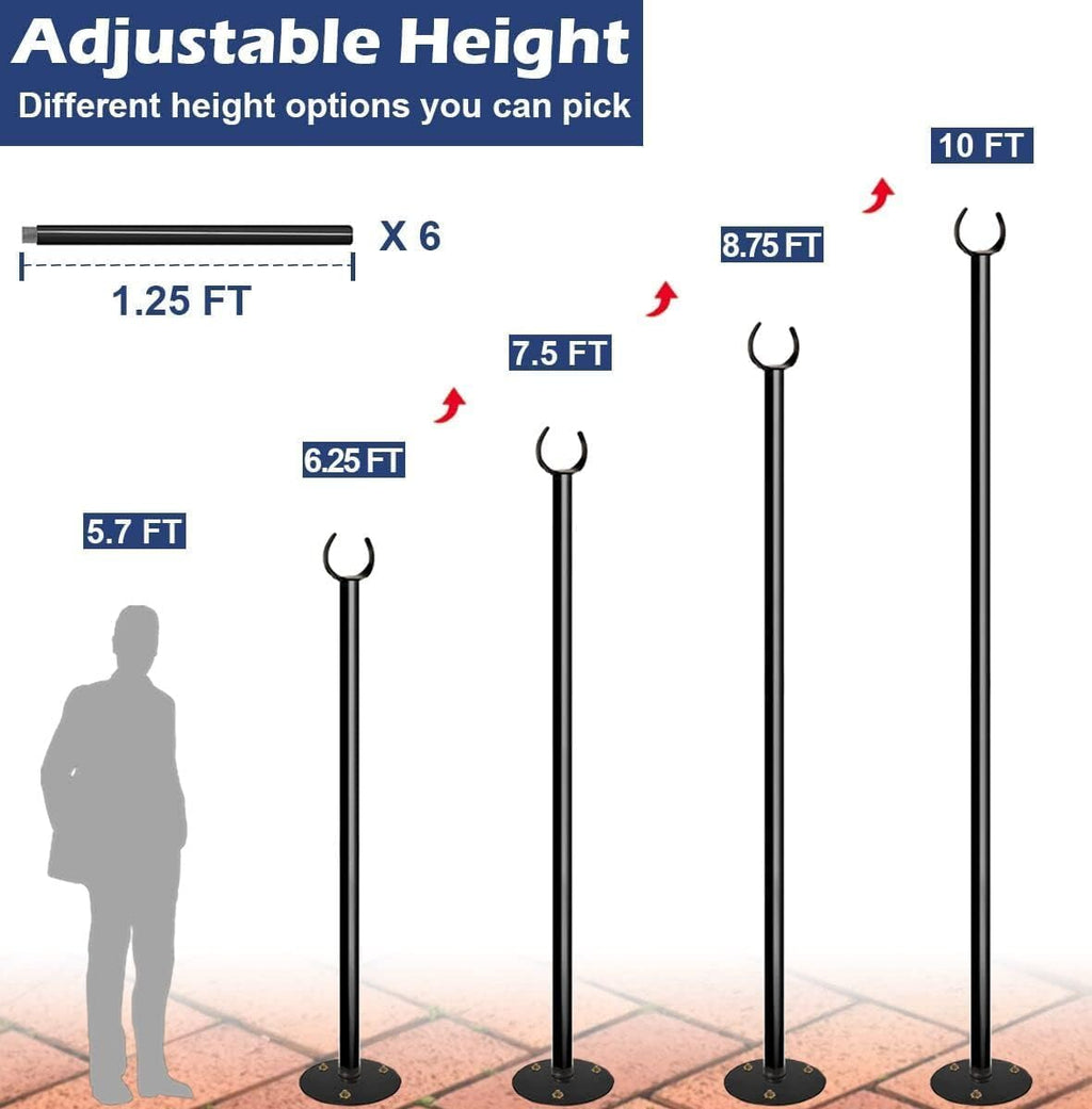 10FT String Light Poles for the Outdoor, Heavy Duty Metal Lighting Stand Pole for Hard Soil Wood Backyards Patio