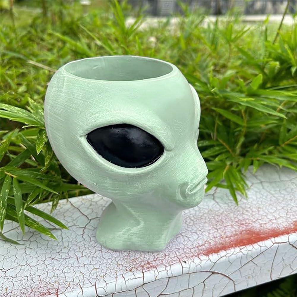 Alien Flower Pot Head Planter - Face Planter Pots Alien Head Planter Succulent Planter Ornament Fun Alien Planter for