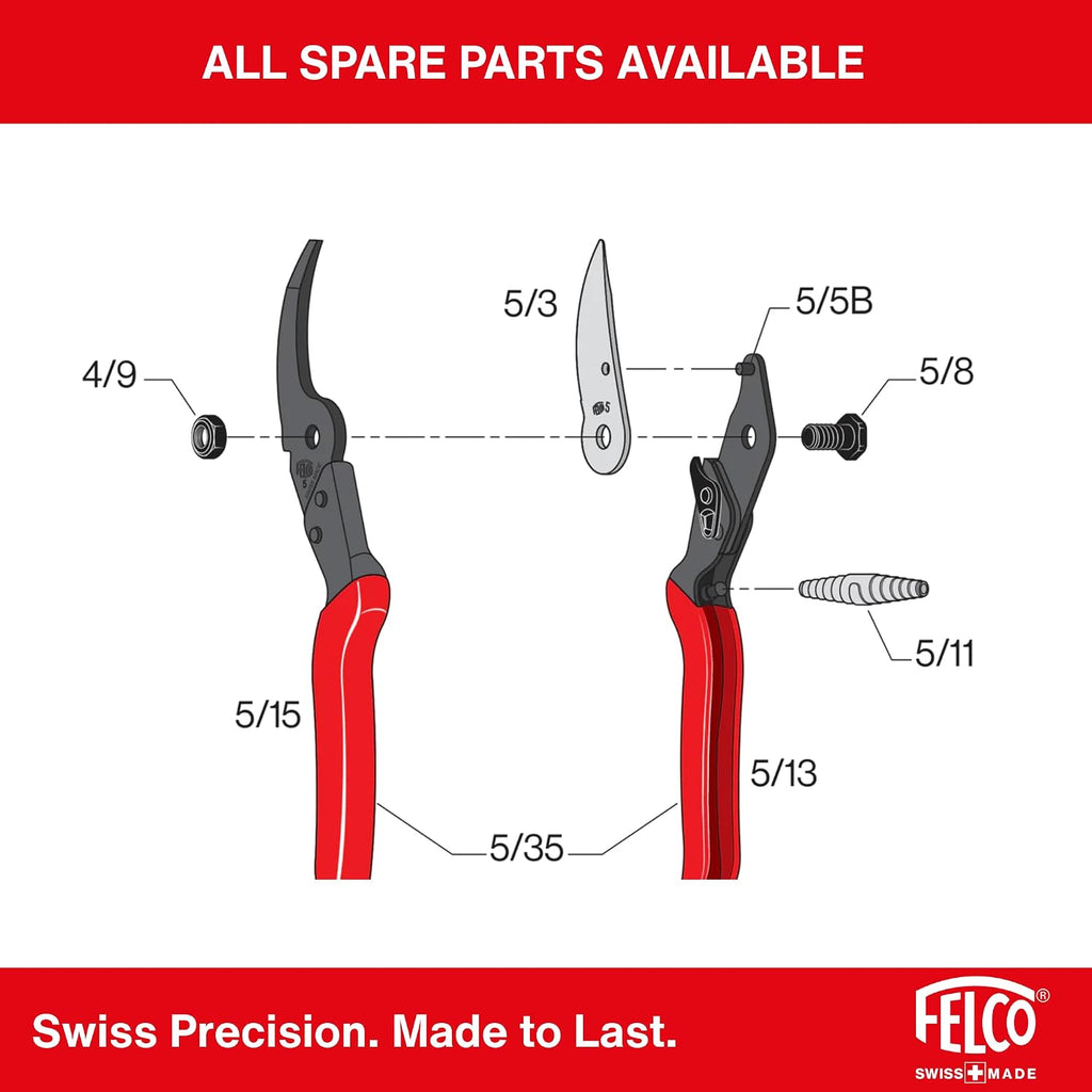 Felco F5 Pruning Shears – 8.9" All Steel Large Swiss-Made Garden Clippers| Hand Pruners for Garden & Landscape | Garden