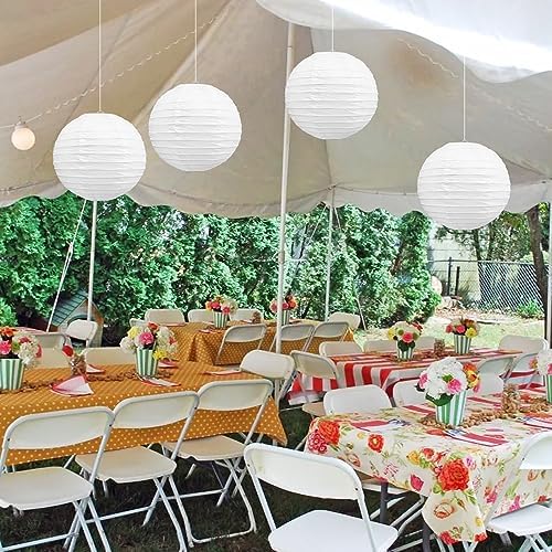 BEISHIDA 12 Inch White Paper Lanterns 6 Packs Hanging Round Chinese Lantern