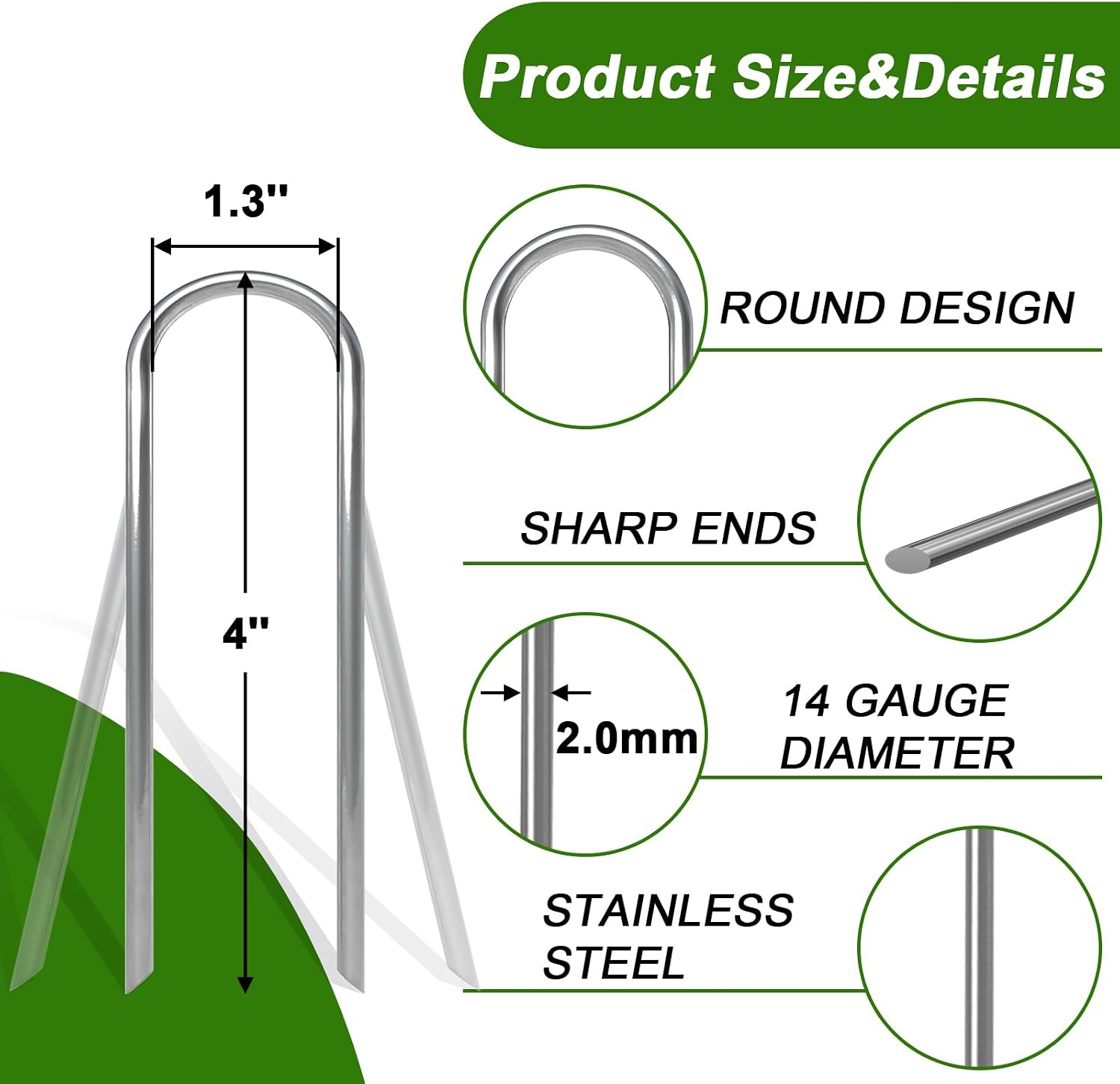 U Shaped Garden Stakes 4 Inch, Galvanized Landscape Staples for Tube | 200 Pack Drip Irrigation Tubing Stakes Heavy