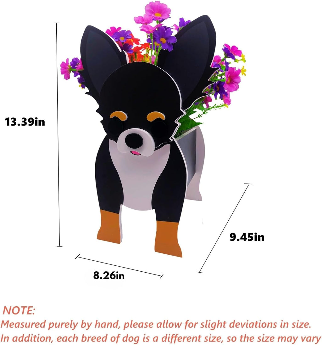 Black and White Chihuahua Dog Planter, Animal Shaped Flower Pot | Cute Plant Gift for Women and Pet Lovers, Indoor