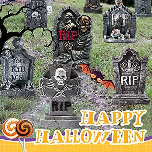 8 Pieces Halloween Graveyard Tombstones Yard Outdoor Decoration with Stakes