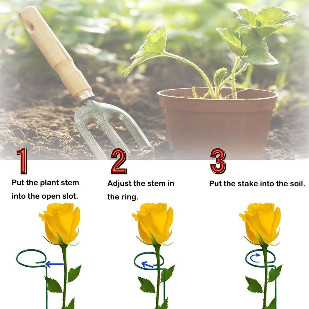 20 Pieces 24 inch Green Single Stem Plant Stakes Flower Support Rings,Gardening Planter Cages for Single Stem Flowers