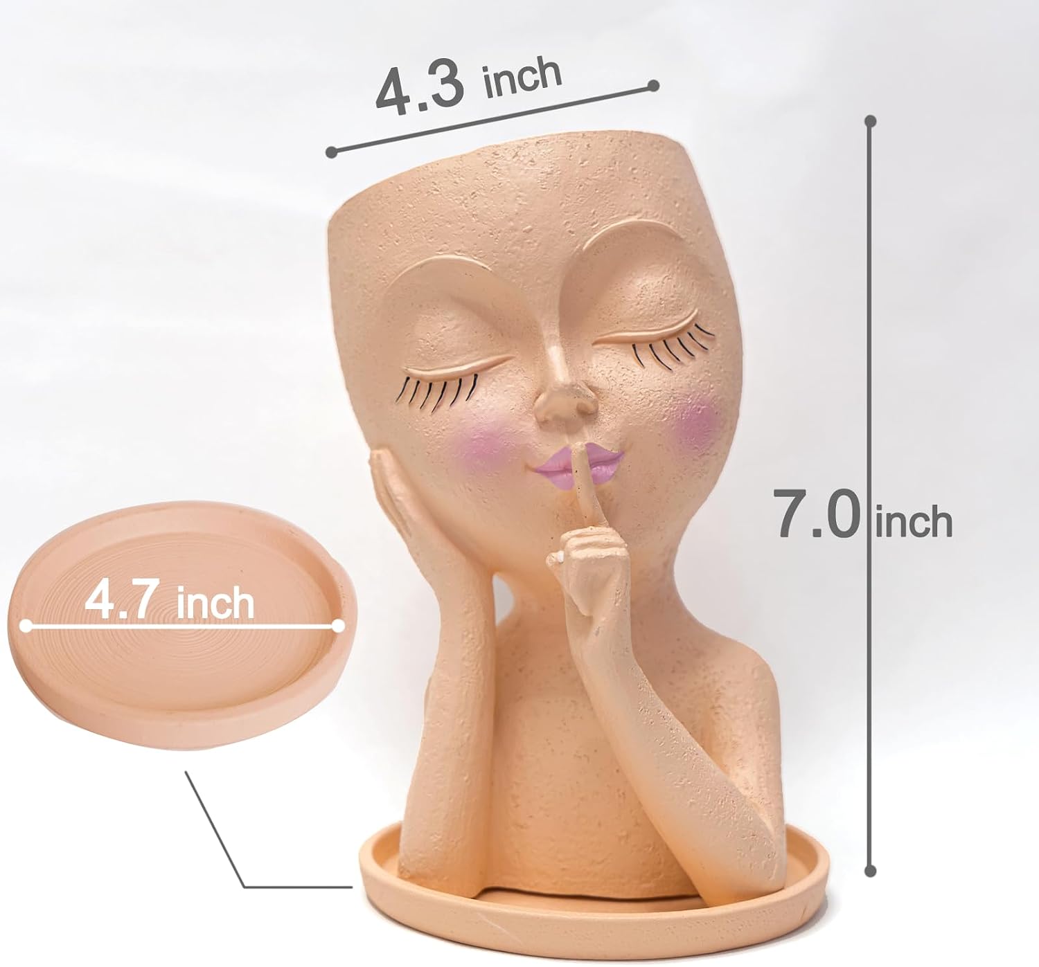 Face Planter Pot Head Planters, Lady Heads Flowerpot, Cute Girl Faces Plant Pot, Quiet Women Succulent Pots for Indoor