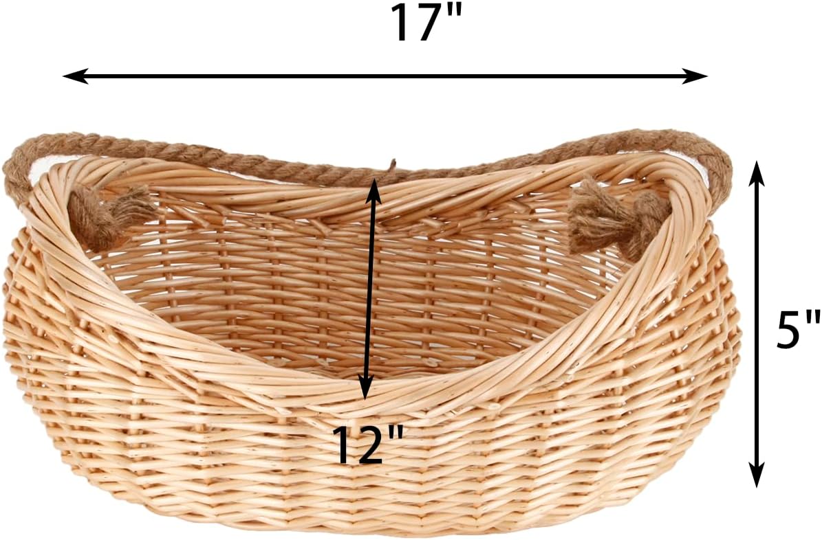 JJSQ Wicker Woven Basket with Jute Rope Handle Garden Harvest Basket Wicker Storage Baskets for Picnic, Easter