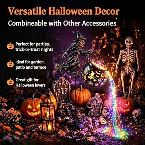 Halloween Witch Cauldron Garden Light，3D：1