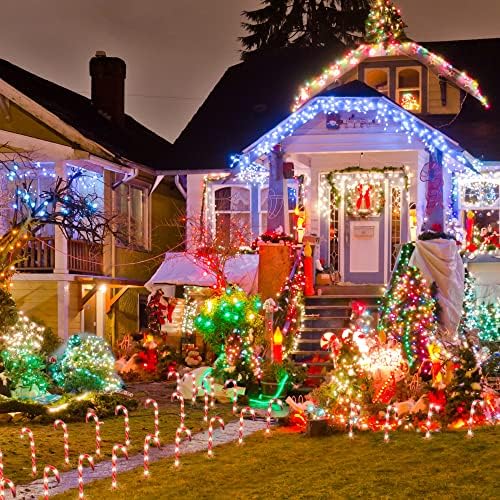 COOLWUFAN 12 Pack 17 Inch Candy Cane Christmas Pathway Lights Outdoor Decor