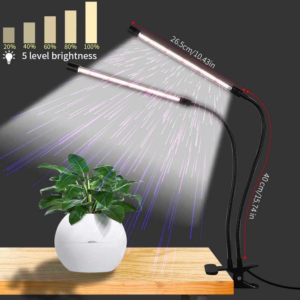 Grow Light,6000K Full Spectrum Indoor Plant Growing Lamp | Desk Lamp with White Red LEDs for Indoor Plants,Clamp with