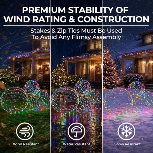 19''+16''+12'' RGB LED Large Christmas Lighted Balls Folding