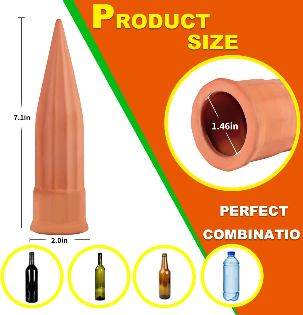 TKSCUSR Plant Self-Watering Stakes-15 Pack Terracotta Automatic Plant Waterer Devices Auto-Water Irrigation System for