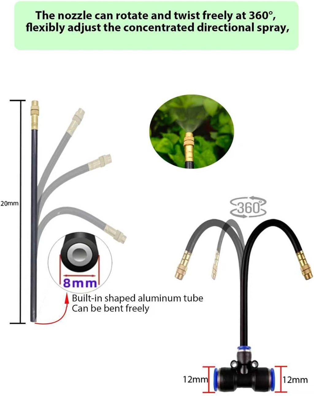 360° Adjustable Drip Irrigation Sprinkler Kit – Garden Watering System | 12mm High-Flow Mainline Tubing,Easy