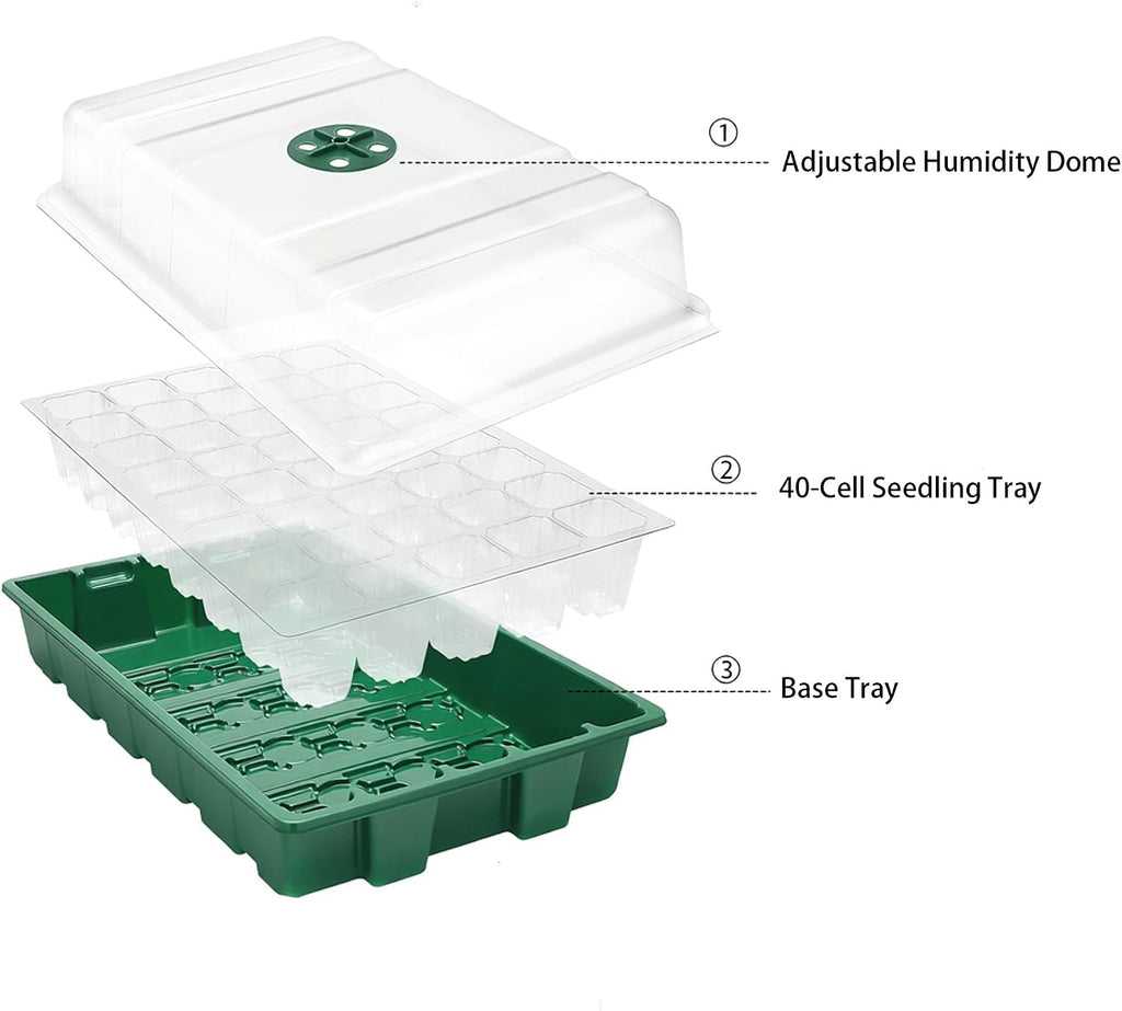 Seedling Starter Kit,40-Cell Seed Starter Tray with Huminity Domes 20,5'', Grow Light for Seed Starting, Natural White