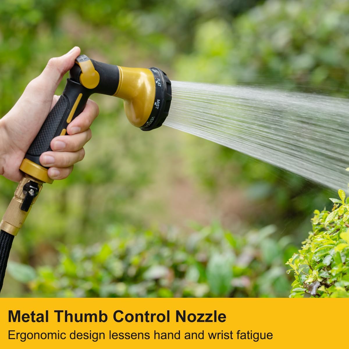 FANHAO Heavy Duty Garden Hose Nozzle, Metal Hose Sprayer Easy Thumb Control | 8 Spray Patterns, Rustproof Water Nozzle