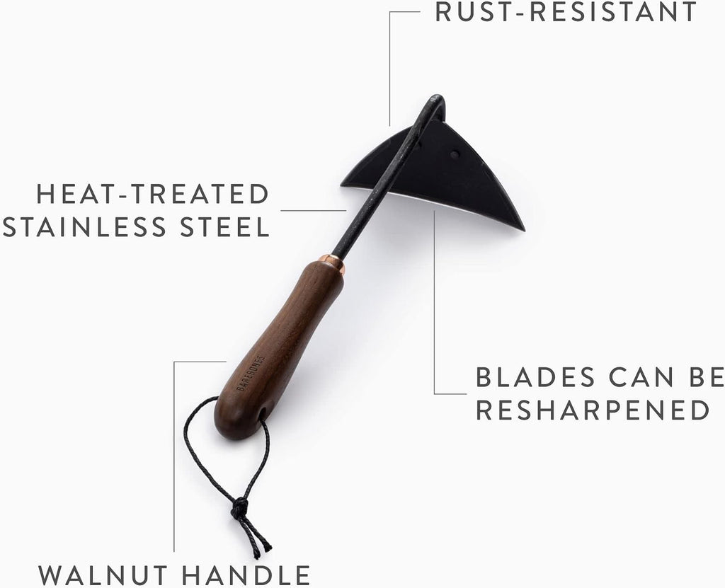 Barebones Triangle Hoe - Stainless Steel Hoe - Japanese Gardening Tools for Weeding, Long Handle and Hand Hoe