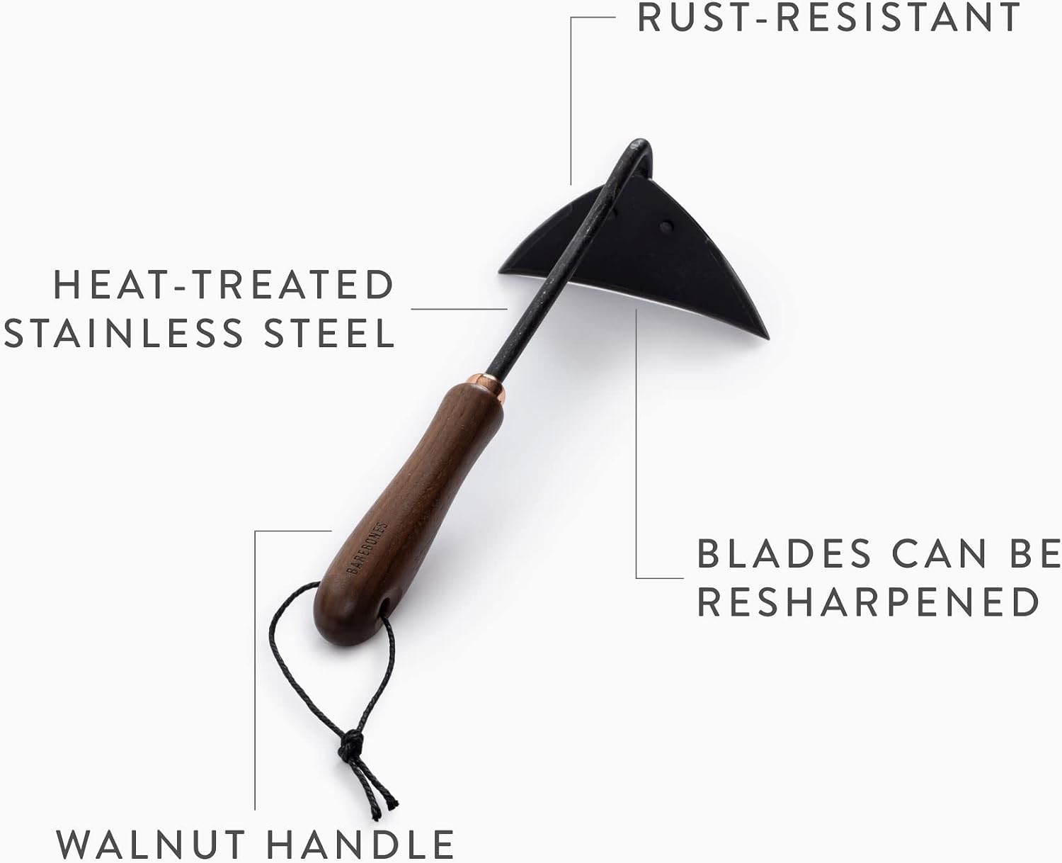 Barebones Triangle Hoe - Stainless Steel Hoe - Japanese Gardening Tools for Weeding, Long Handle and Hand Hoe