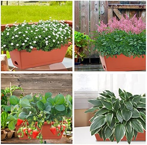 8pcs Window Box Planter,Rectangle Plastic Vegetable Flower Planters Boxes